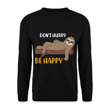 Dont Hurry Be Happy Sloth Sleeping Shirt - Unisex Sweatshirt - black - Front - Alina (178cm) & Michal (187cm)