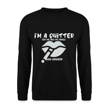 Ich bin ein Aufhörer Für mich und meine Familie Ni - Unisex Pullover - Schwarz - Vorne - Alina (178cm) & Michal (187cm)