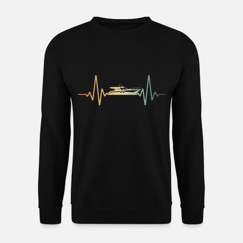 Heartbeat Boat Ship ECG Pulse - Unisex Sweatshirt - black