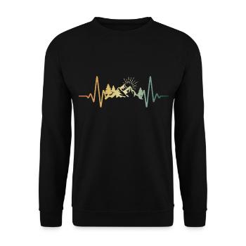 Herzschlag Berge EKG Puls - Unisex Pullover - Schwarz - Vorne - Alina (178cm) & Michal (187cm)