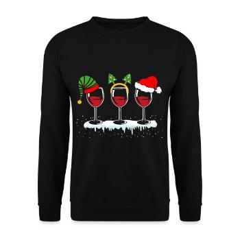 Weinglas Weihnachten - Unisex Pullover - Schwarz - Vorne - Alina (178cm) & Michal (187cm)