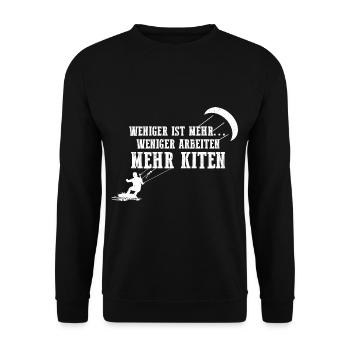 Weniger Arbeiten Mehr Kiten Kitesurfer Surfer - Unisex Pullover - Schwarz - Vorne - Alina (178cm) & Michal (187cm)