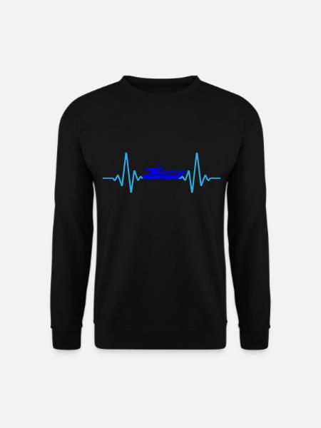 Herzschlag Boot Schiff | Farben änderbar - Unisex Pullover - Schwarz