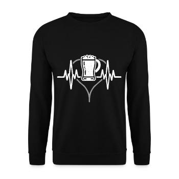 Herzschlag Bier - Unisex Pullover - Schwarz - Vorne - Alina (178cm) & Michal (187cm)