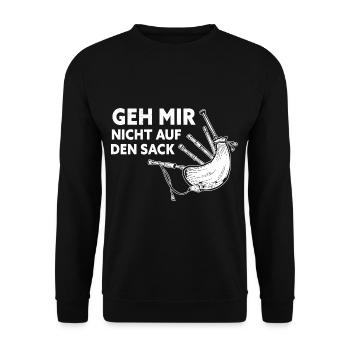 Geh Mir Nicht Auf Den Sack Dudelsack Sackpfeife - Unisex Pullover - Schwarz - Vorne - Alina (178cm) & Michal (187cm)