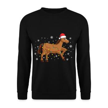 Pferd Weihnachten - Unisex Pullover - Schwarz - Vorne - Alina (178cm) & Michal (187cm)