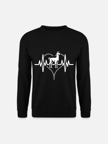 Herzschlag Lama Alpaka - Unisex Pullover - Schwarz