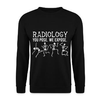 Radiology technician You pose We set radiol - Unisex Sweatshirt - black - Front - Alina (178cm) & Michal (187cm)