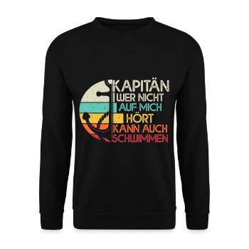 Segler Wer nicht hört kann schwimmen - Unisex Pullover - Schwarz - Vorne - Alina (178cm) & Michal (187cm)