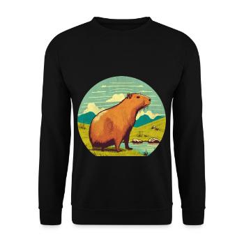 Wasserschwein - Unisex Pullover - Schwarz - Vorne - Alina (178cm) & Michal (187cm)