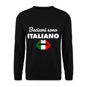 Lustige italienische Baciami Sono Italiano Proud P - Unisex Pullover - Schwarz - Vorne - Alina (178cm) & Michal (187cm)