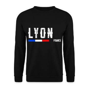 Ich mag Lyon Name der Stadt in Frankreich - Unisex Pullover - Schwarz - Vorne - Alina (178cm) & Michal (187cm)