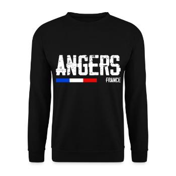 Ich mag Angers Name der Stadt in Frankreich - Unisex Pullover - Schwarz - Vorne - Alina (178cm) & Michal (187cm)