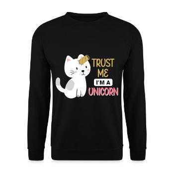 Trust Me I'm A Unicorn Kawaii Cat Unicorn - Unisex Pullover - Schwarz - Vorne - Alina (178cm) & Michal (187cm)