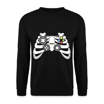 Halloween Skeleton Gaming Controller - Unisex Pullover - Schwarz - Vorne - Alina (178cm) & Michal (187cm)