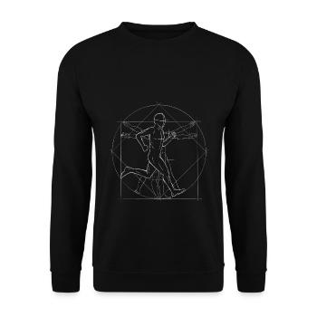 Vitruvian man runner anatomy drawing - Unisex Sweatshirt - black - Front - Alina (178cm) & Michal (187cm)