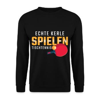 Lustiges Tischtennis Geschenk - Unisex Pullover - Schwarz - Vorne - Alina (178cm) & Michal (187cm)