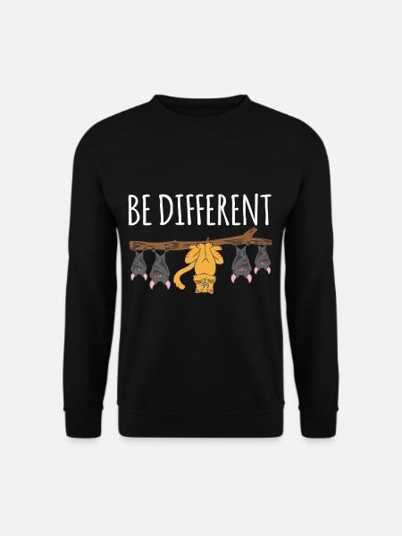Be Different Cat With Bats - Unisex Pullover - Schwarz