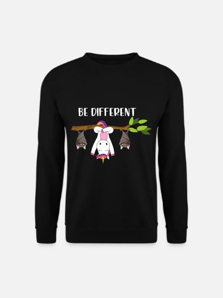 Be Different Einhorn mit Fledermäusen - Unisex Pullover - Schwarz