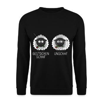 Schaf Unschaf Gestochen Schaf Schafe Brillenträger - Unisex Pullover - Schwarz - Vorne - Alina (178cm) & Michal (187cm)
