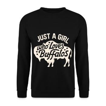 Nur ein Mädchen, das Buffalos liebt Büffel - Unisex Pullover - Schwarz - Vorne - Alina (178cm) & Michal (187cm)