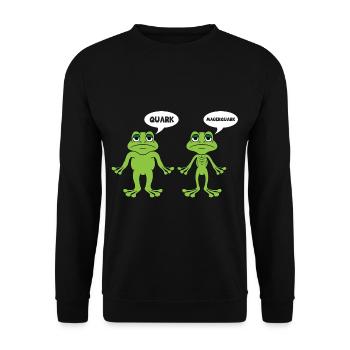 Quark Magerquark - lustige Frosch Grafik - Unisex Pullover - Schwarz - Vorne - Alina (178cm) & Michal (187cm)