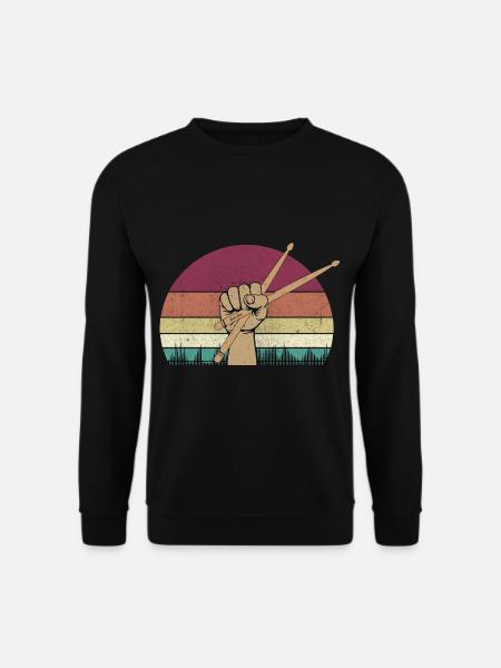 Schlagzeugstock, der auf das Schlagzeug fällt - Unisex Pullover - Schwarz