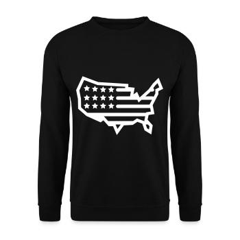 USA Flagge Landkarte - Unisex Pullover - Schwarz - Vorne - Alina (178cm) & Michal (187cm)