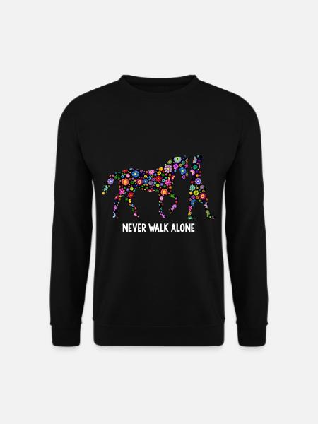 Never Walk Alone Pferde Gassi Blumen - Unisex Pullover - Schwarz