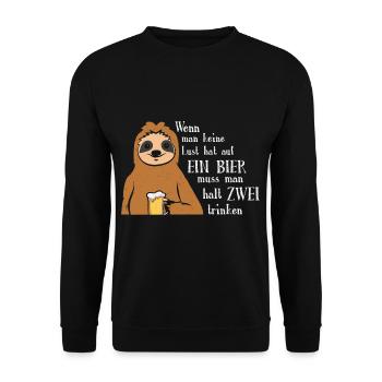 Keine Lust Hat Auf Ein Bier Muss Man Zwei Trinken - Unisex Pullover - Schwarz - Vorne - Alina (178cm) & Michal (187cm)