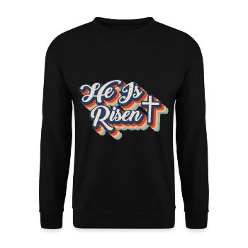 He is Risen Resurrection Jesus Christ Faith - Unisex Sweatshirt - black - Front - Alina (178cm) & Michal (187cm)