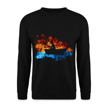 Fish Red Blue Fire Angler Fisherman Fishing - Unisex Sweatshirt - black - Front - Alina (178cm) & Michal (187cm)