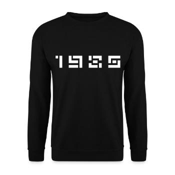 Geburtsjahr Geburtstag Born In - Made in 1985 - Unisex Pullover - Schwarz - Vorne - Alina (178cm) & Michal (187cm)
