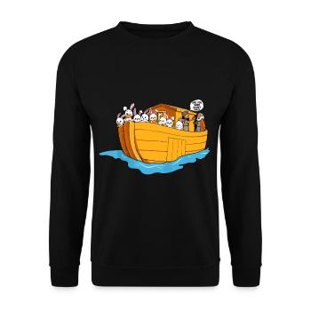 Noah's Ark Boat Bunnies - Unisex Sweatshirt - black - Front - Alina (178cm) & Michal (187cm)