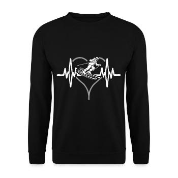 Herzschlag Skifahrer - Unisex Pullover - Schwarz - Vorne - Alina (178cm) & Michal (187cm)