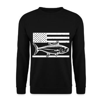Thon drapeau américain Pêche Lover Rod - Sweat-shirt Unisexe - noir - Devant - Alina (178cm) & Michal (187cm)