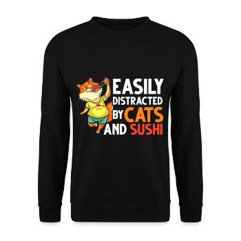 Cat Sushi Japonais Nigiri Bowl Maker - Sweat-shirt Unisexe - noir - Devant - Alina (178cm) & Michal (187cm)