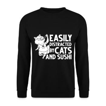 Cat Sushi Japonais Nigiri Bowl Maker - Sweat-shirt Unisexe - noir - Devant - Alina (178cm) & Michal (187cm)