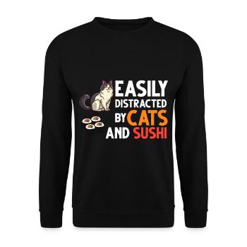 Cat Sushi Japonais Nigiri Bowl Maker - Sweat-shirt Unisexe - noir - Devant - Alina (178cm) & Michal (187cm)