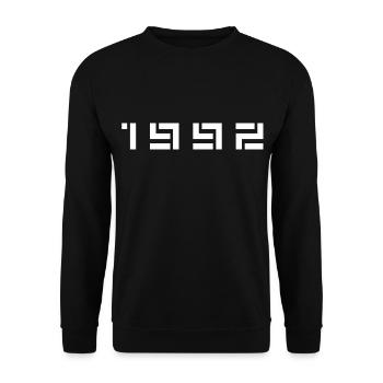 Année de naissance Anniversaire Né(e) en 1992 - Sweat-shirt Unisexe - noir - Devant - Alina (178cm) & Michal (187cm)