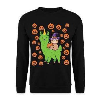 Halloween Sloth Witch - Unisex Sweatshirt - black - Front - Alina (178cm) & Michal (187cm)