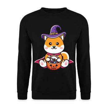 Halloween Hund Kürbis - Unisex Pullover - Schwarz - Vorne - Alina (178cm) & Michal (187cm)