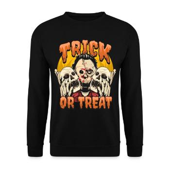 Halloween Pumpkin Horror - Unisex Sweatshirt - black - Front - Alina (178cm) & Michal (187cm)