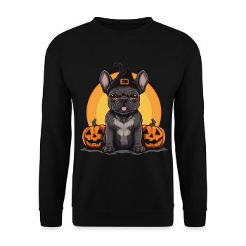 Bouledogue Français halloween - Sweat-shirt Unisexe - noir - Devant - Alina (178cm) & Michal (187cm)