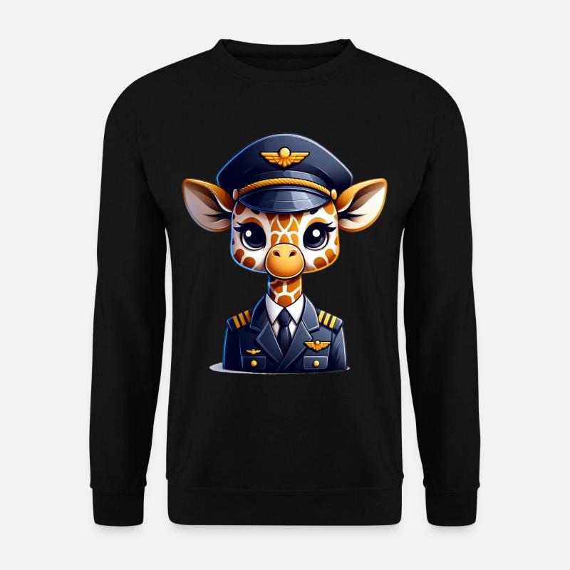Pilote de girafe mignon - Sweat-shirt Unisexe - noir