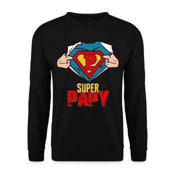 Super Papy Cadeau Meilleure Grand père du Vintage - Sweat-shirt Unisexe - noir - Devant - Alina (178cm) & Michal (187cm)