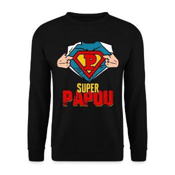 Super Papou Cadeau Meilleure Grand père Vintage - Sweat-shirt Unisexe - noir - Devant - Alina (178cm) & Michal (187cm)