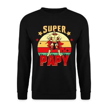 Super PAPY Cadeau Meilleure Grand père du Vintage - Sweat-shirt Unisexe - noir - Devant - Alina (178cm) & Michal (187cm)
