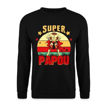 Super PAPOU Cadeau Meilleure Grand père du Vintage - Sweat-shirt Unisexe - noir - Devant - Alina (178cm) & Michal (187cm)