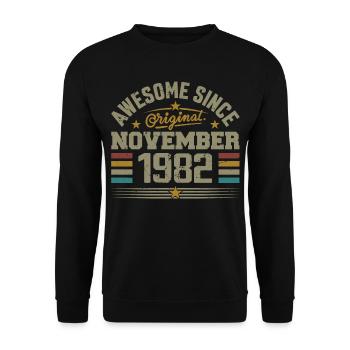 November 1982 Birthday Gift | November 1982 - Unisex Sweatshirt - black - Front - Alina (178cm) & Michal (187cm)